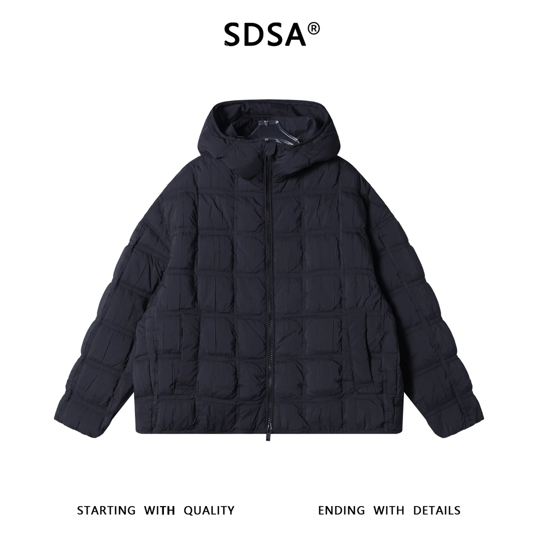 SDSA男士秋冬新款痞帅男装韩版高街风拉链纯色连帽羽绒服外套百搭