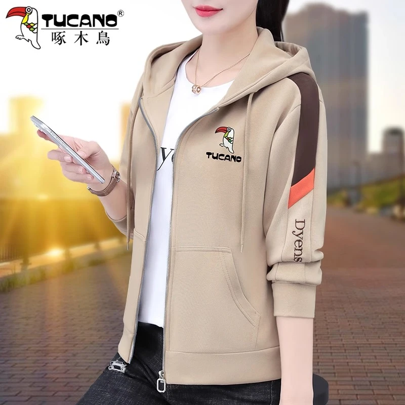 啄木鸟小个子卫衣外套女春秋款2025年新款时尚运动服连帽短款上衣