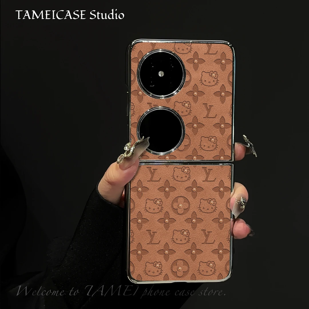 老花潮牌羊皮适用华为pocket2手机壳FINDN3FLIP折叠屏华为pockets