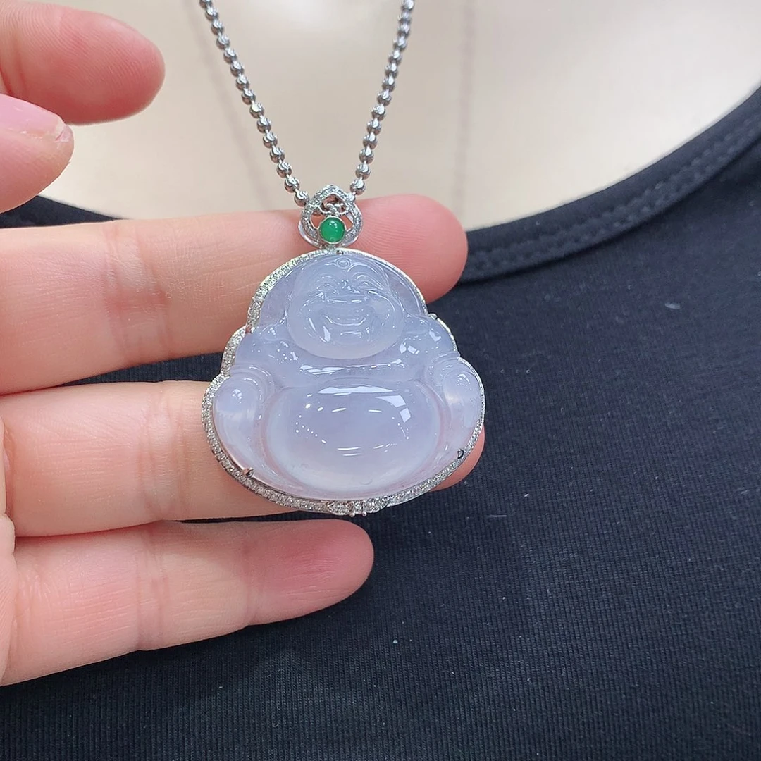翡翠颈饰18K金镶嵌佛公