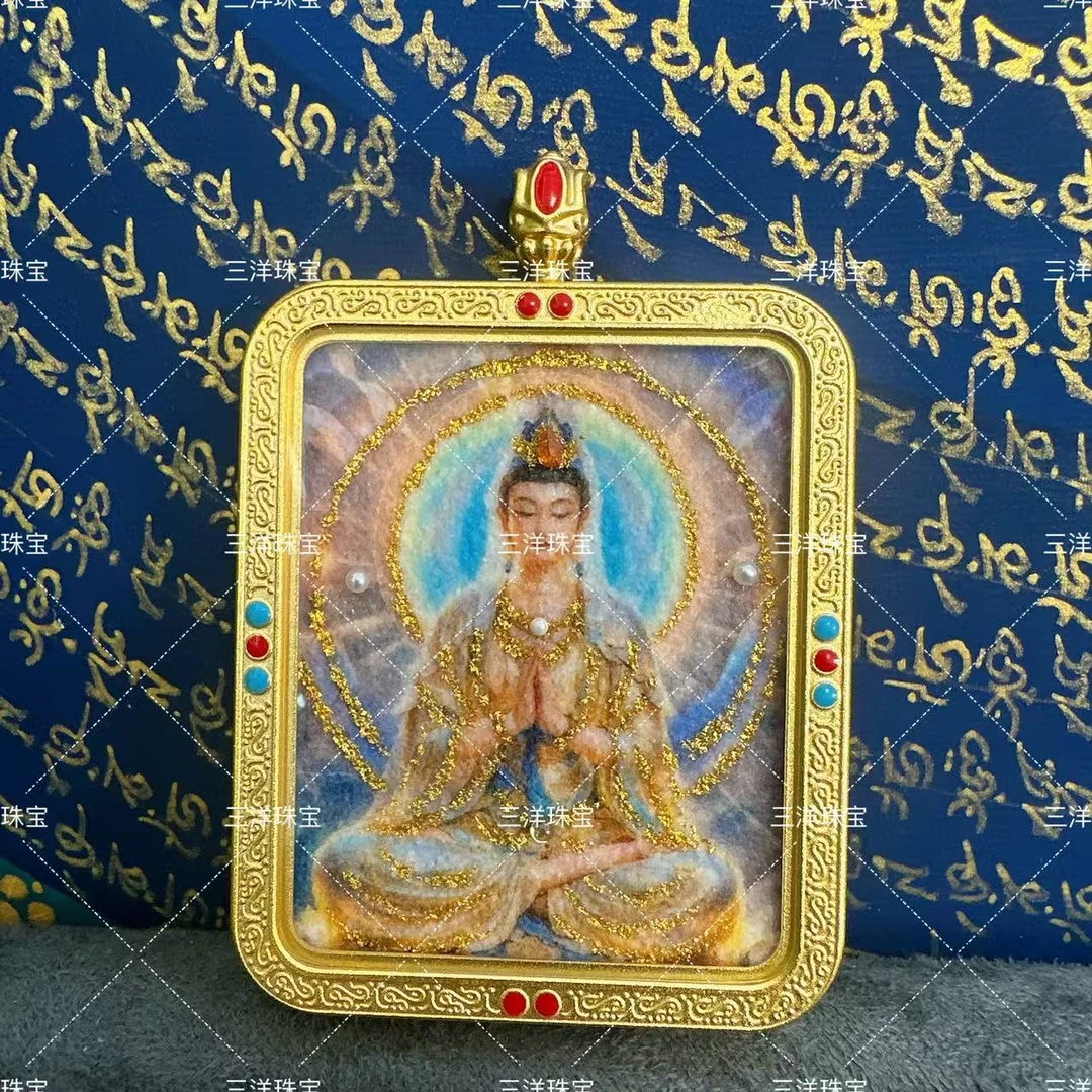 三洋BLQSYTK-095 尊版圆光合十观音双面求求唐卡
