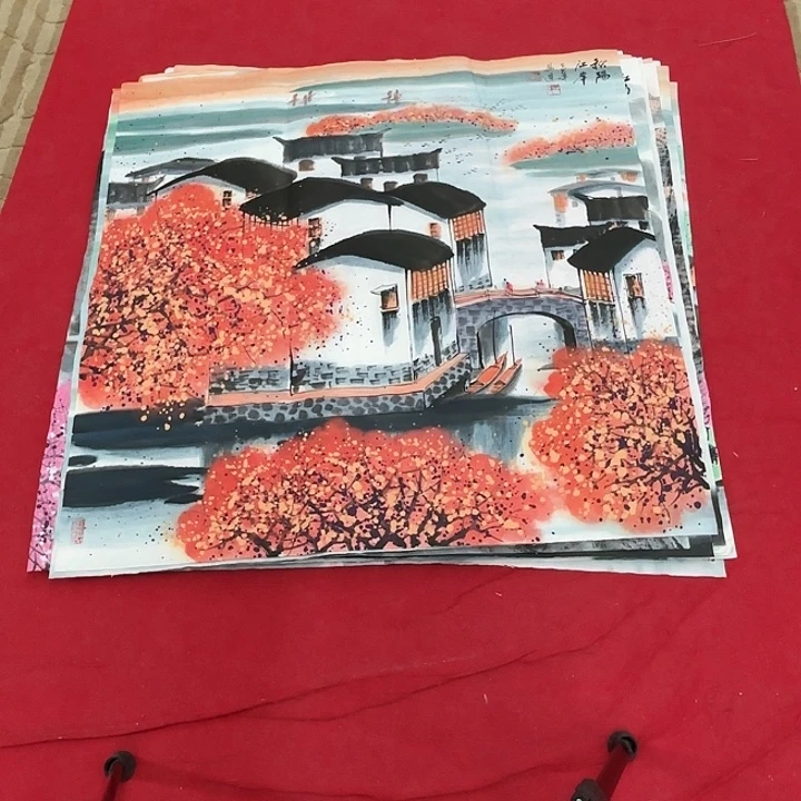 国画花鸟等图案为一体而