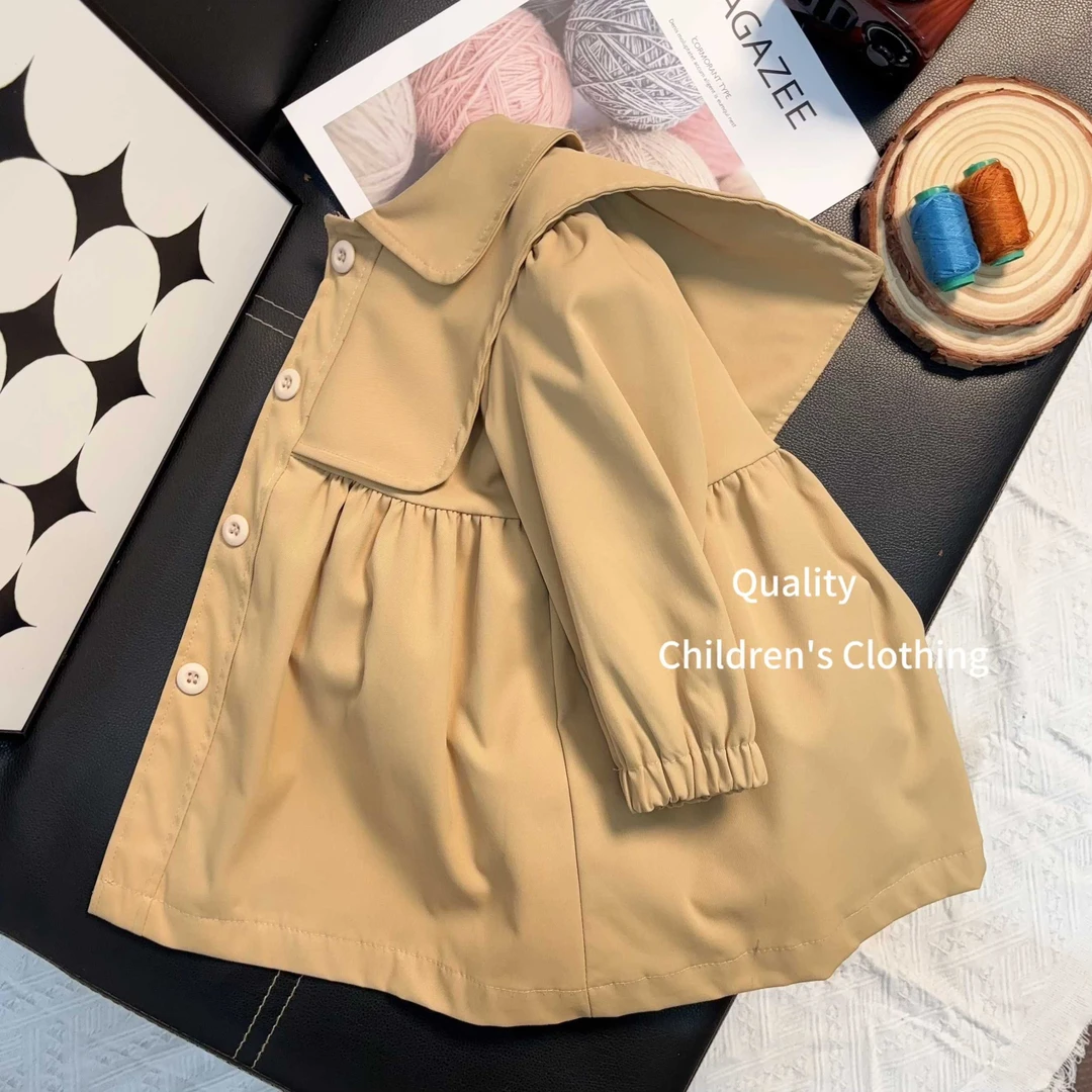 女童风衣春秋季新款洋气时髦女宝宝英伦风秋装中长款儿童外套6671