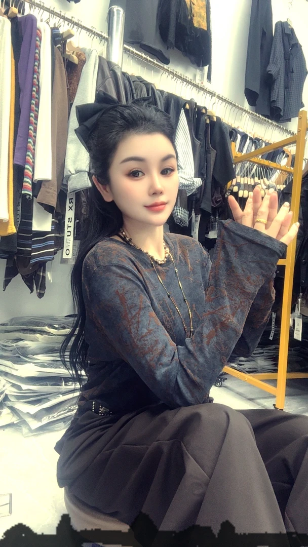 极简风秋季圆领T恤常规长袖打底衫复古806