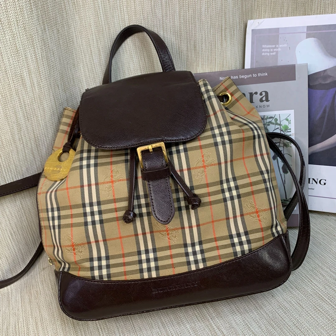 95新 BURBERRY/博柏利 格纹双肩包/MS09124229/4229
