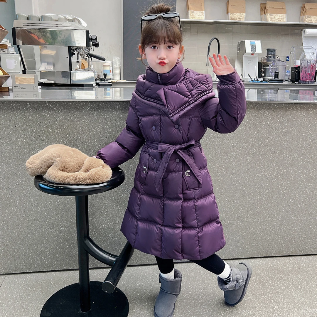 女童棉服冬装2025新款洋气女大童中长款韩版棉衣儿童冬季加厚外套