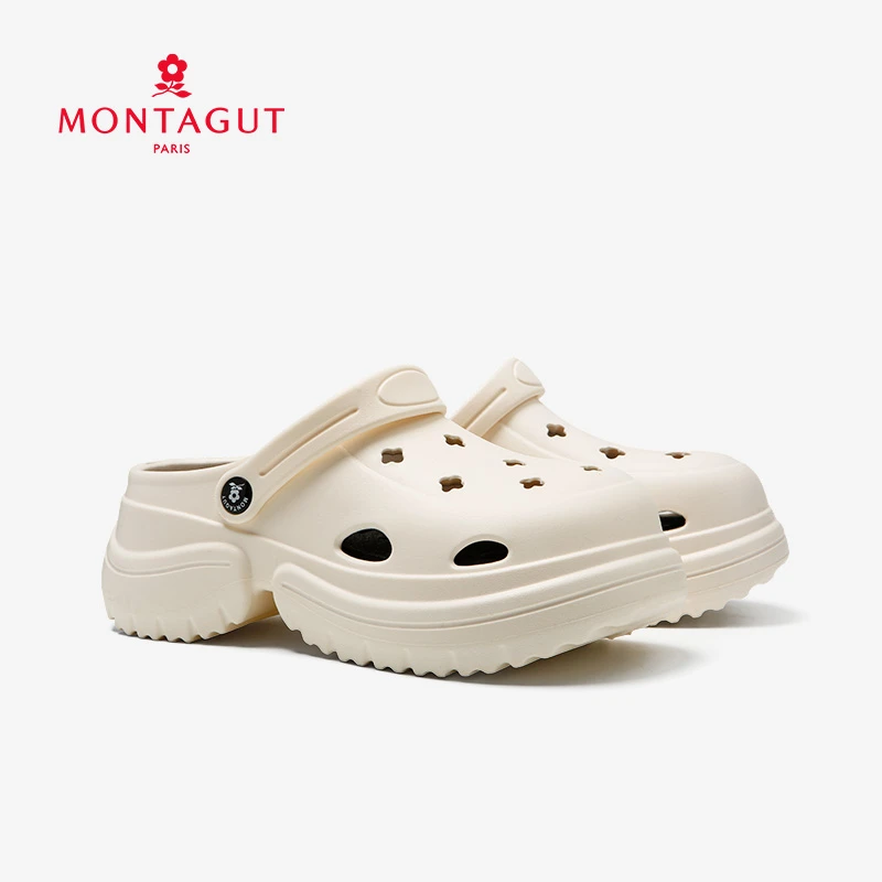 Montagut/梦特娇防滑洞洞鞋女款超厚底防滑松糕增高包头夏季凉鞋
