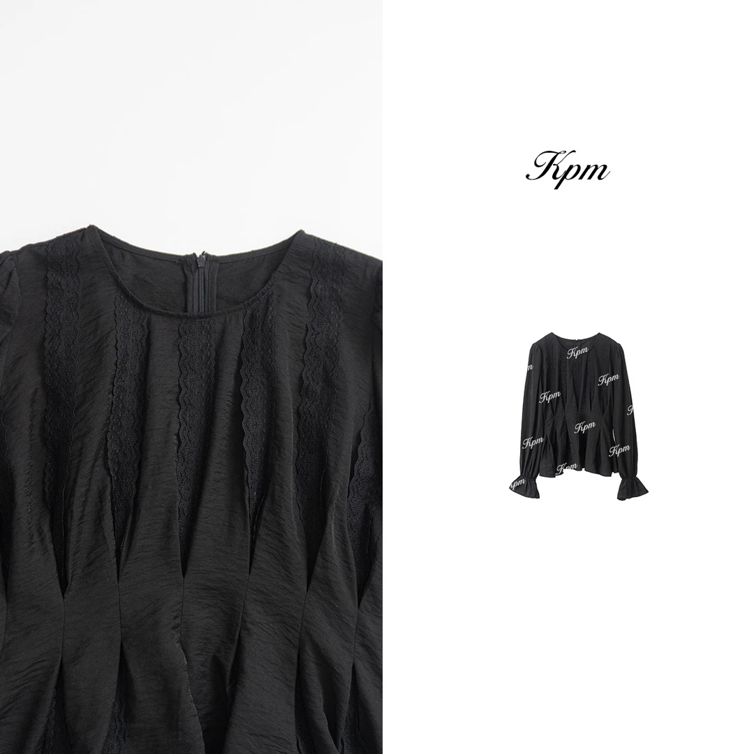 2025早春新款简约优雅捏褶收腰法式复古圆领修身显瘦衬衫JN7140