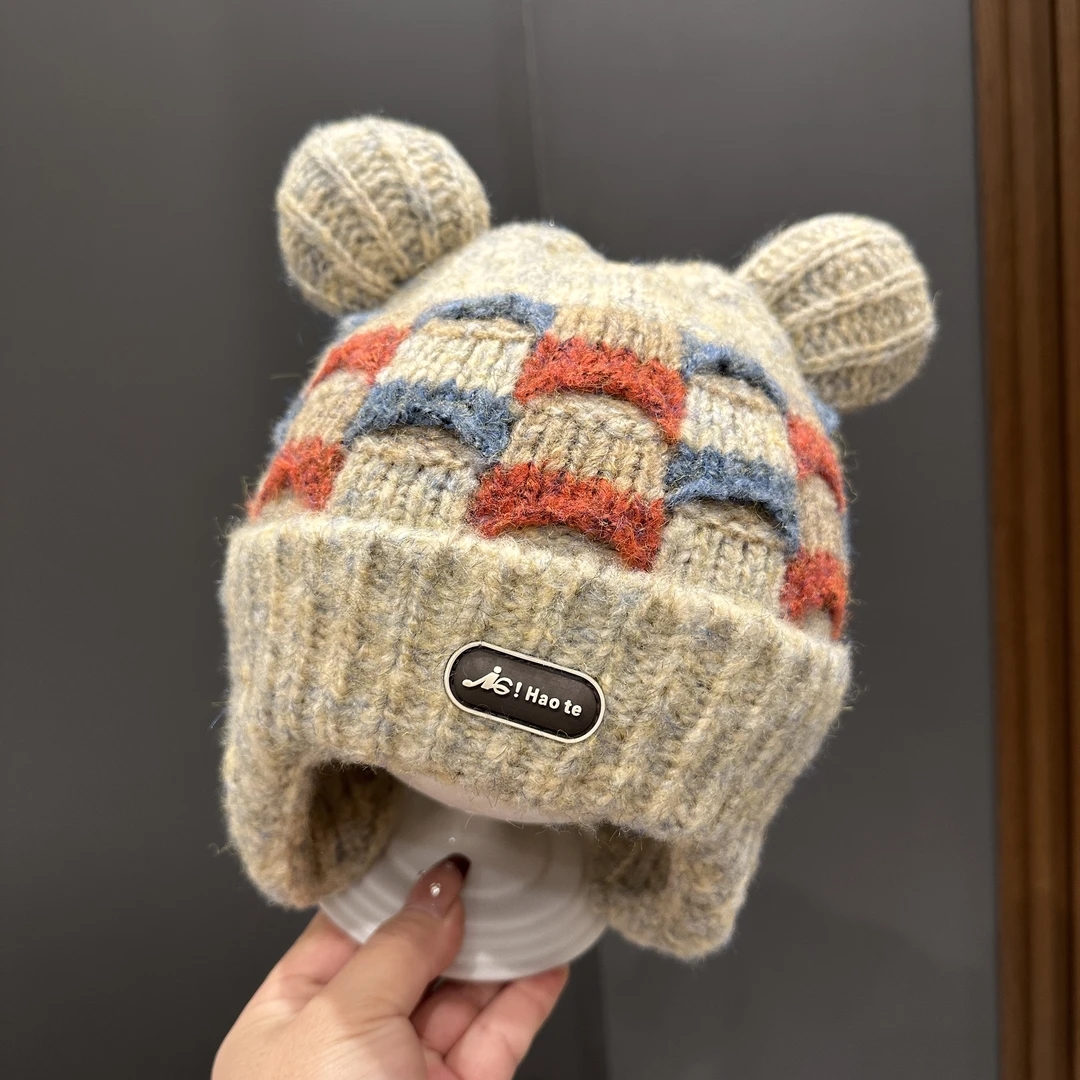 【撞色彩格纹】宝宝帽子秋冬季韩版洋气婴儿护耳雷锋帽保暖加厚防风