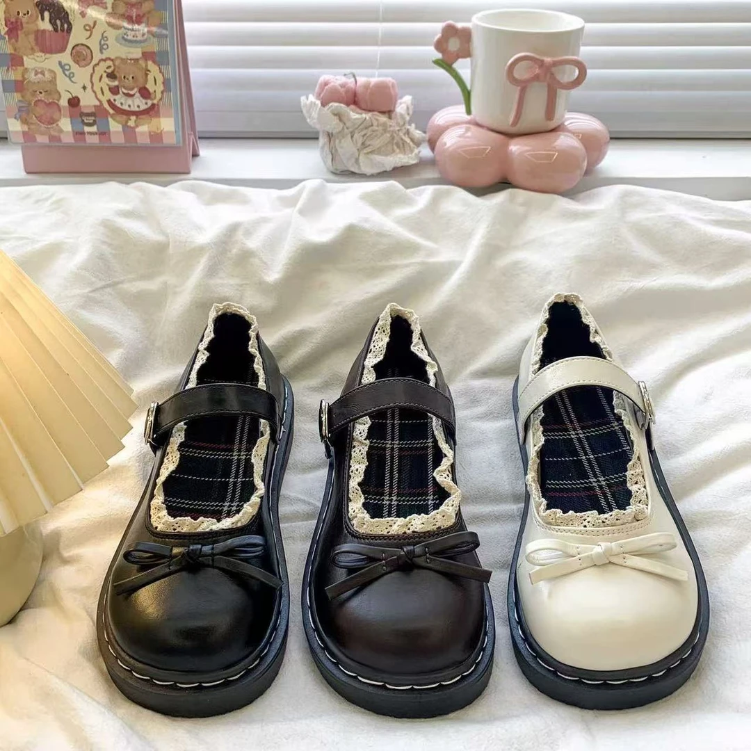 白色平底小皮鞋女2025年春季新款学生百搭洛丽塔日系jk玛丽珍单鞋