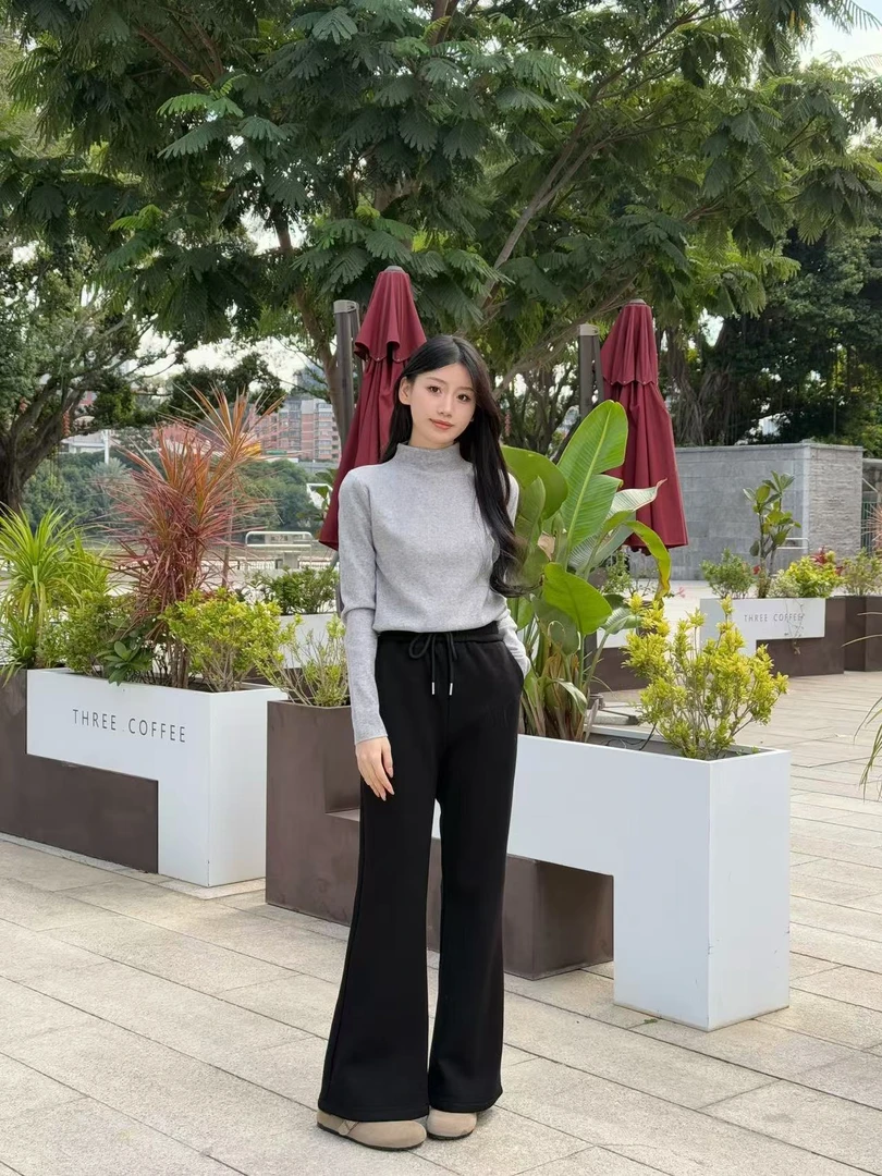 休闲裤保暖微喇裤秋冬打底显瘦高腰秋季时尚针织直筒百搭网红