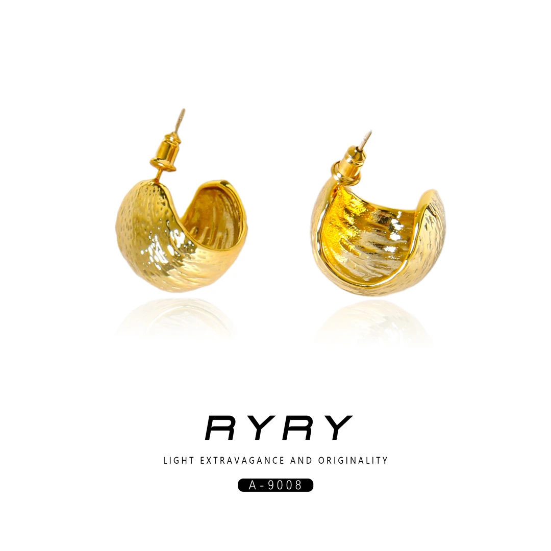 欧美ins拉丝时尚弧形耳环女复古小杜老师的日常