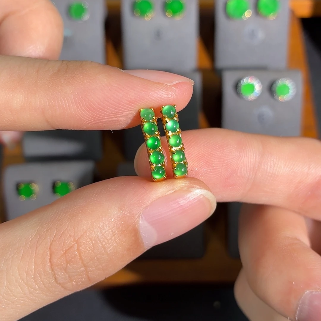 翡翠银S925镶嵌耳饰耳饰