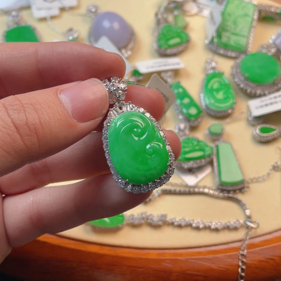 翡翠吊坠(不含链)银S925镶嵌