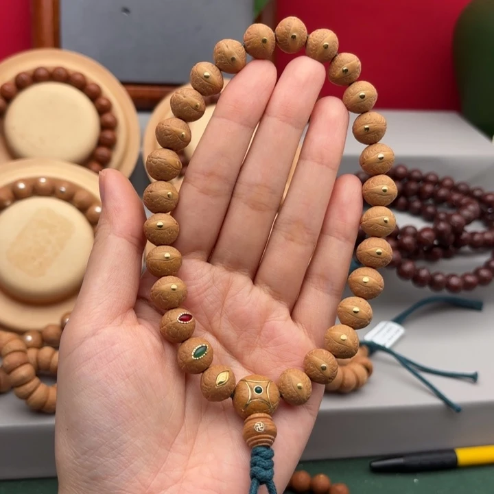 凤眼菩提手串12+铜钉镶嵌手持