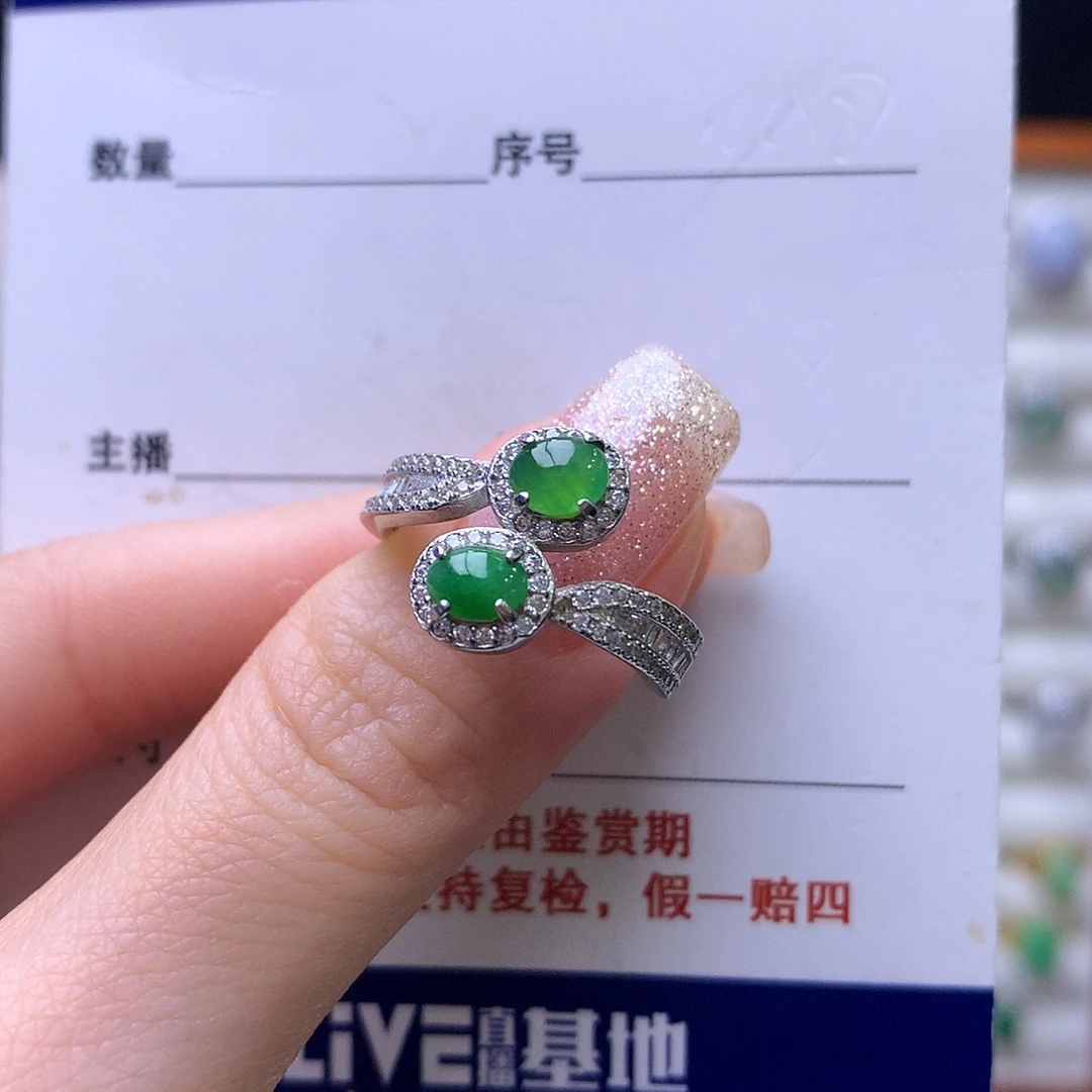 翡翠银S925镶嵌戒指19