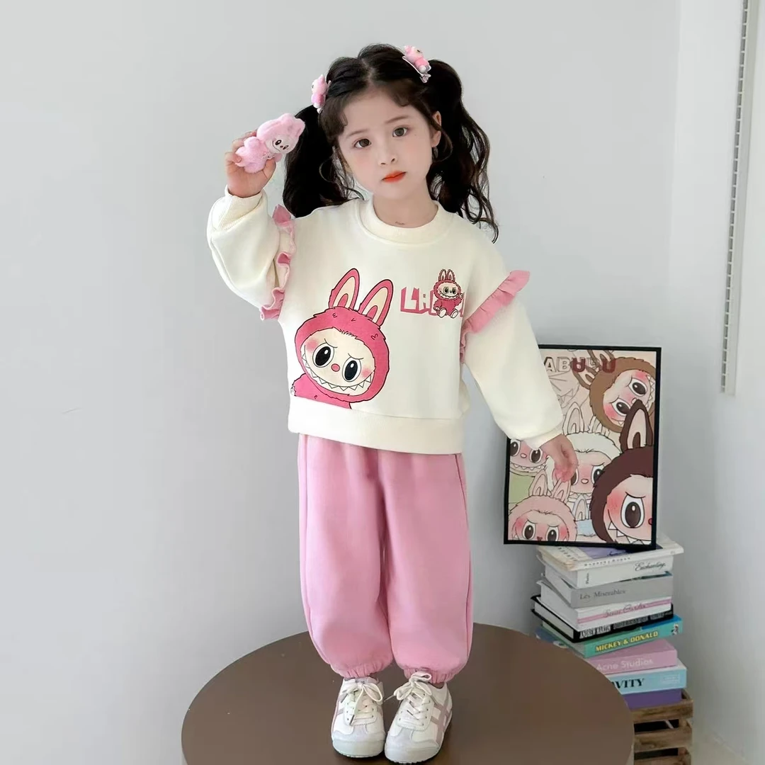 小丸子  56246女童套装秋季2025新款拉布布卫衣卫裤两件套