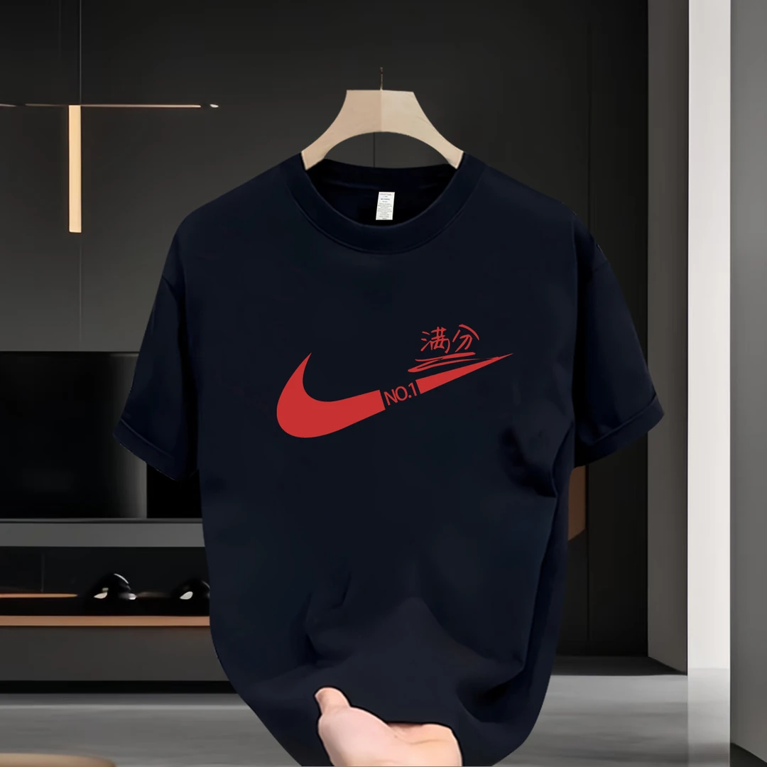 纯棉t恤男款短袖2025夏季爆款宽松圆领时尚休闲运动轻奢男装上衣