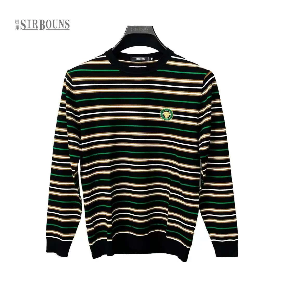 【树邦实体断码清】秋冬新款条纹毛衣亲肤百搭保暖圆领打底衫