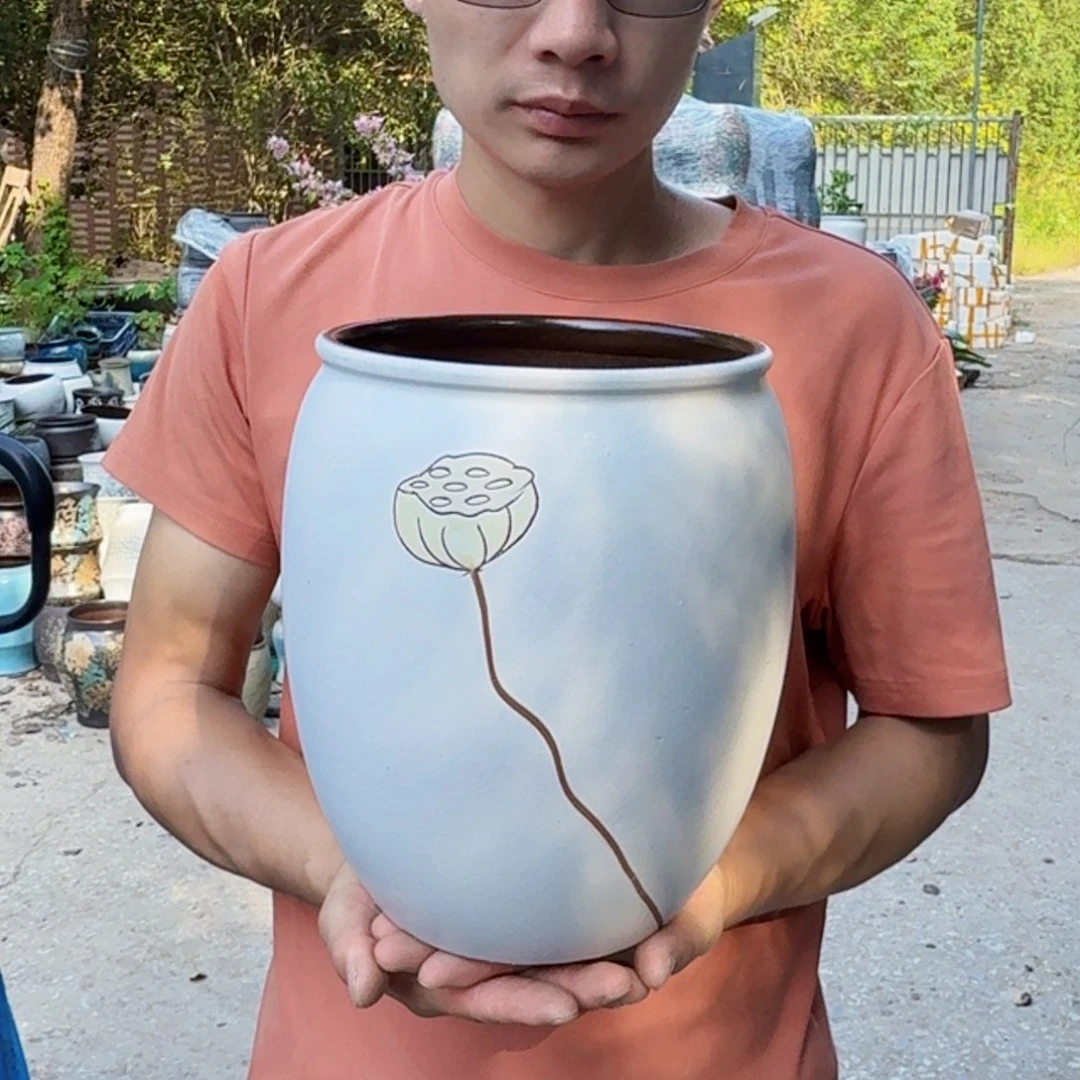 紫砂花盆口19高25（一个莲子白色大福利！