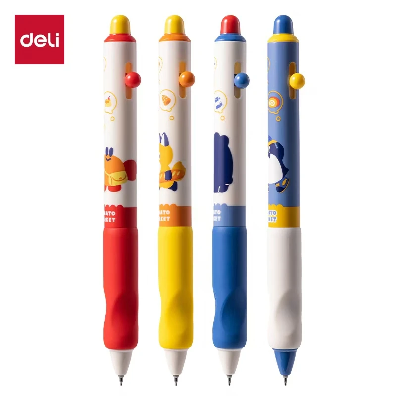 得力SA148日本插画联名按动中性笔0.5mm速干ST头黑笔学生用学习笔