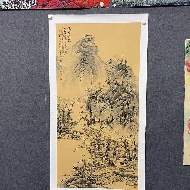 后***人国画四尺仿古山水一副