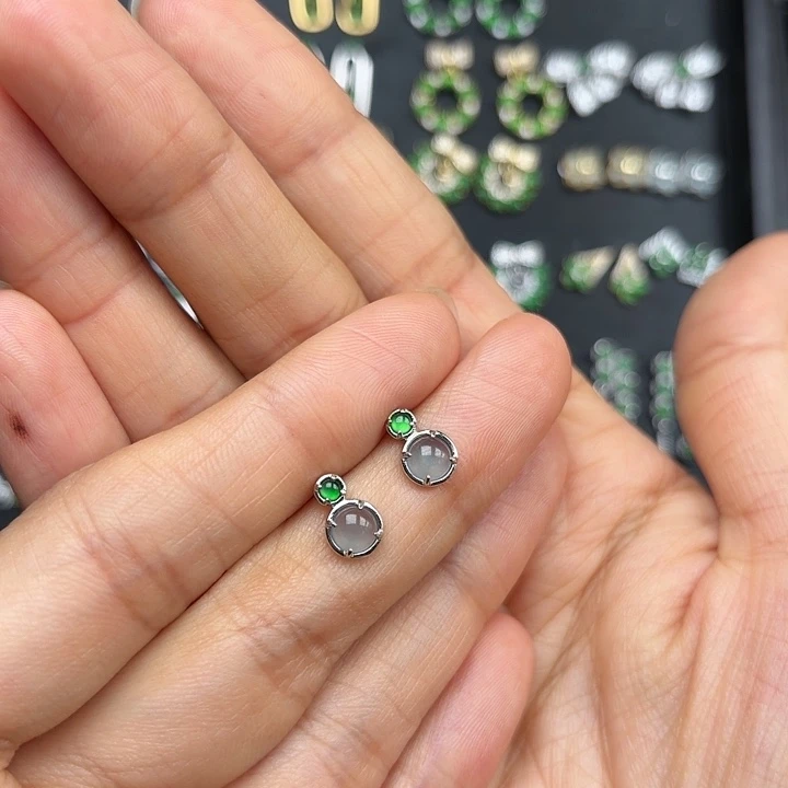 翡翠银S925镶嵌耳饰