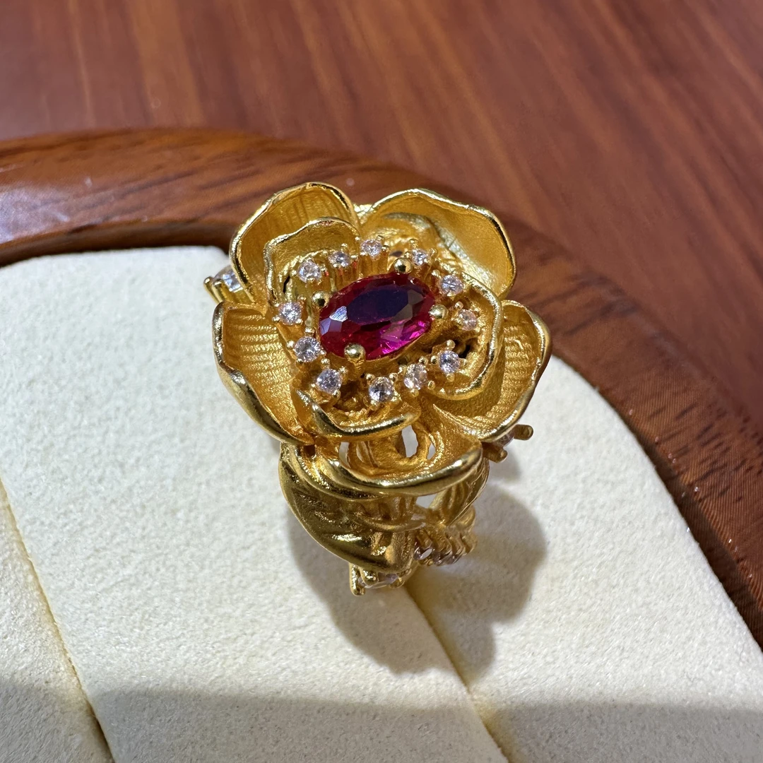 铜合金戒指 Moonvintage首【金色花朵图案戒指】