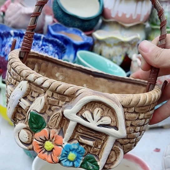 多肉绿植陶瓷花盆9.9包邮，有空