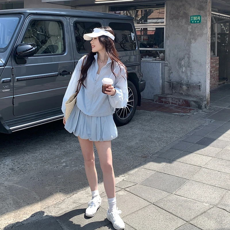 本希benxe/海盐汽水  miu系花苞休闲防晒外套+裙裤套装