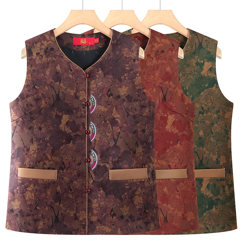 奶奶秋装马甲国风中老年人坎肩女60岁70妈妈新中式马夹老太太衣服