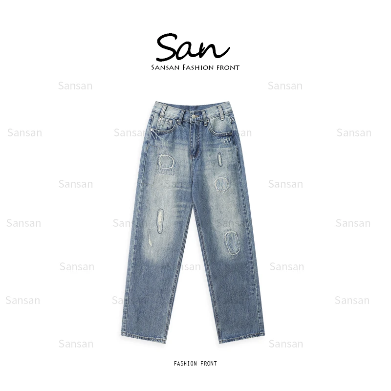 【SANSAN】重工艺做旧水洗牛仔裤DY-10110