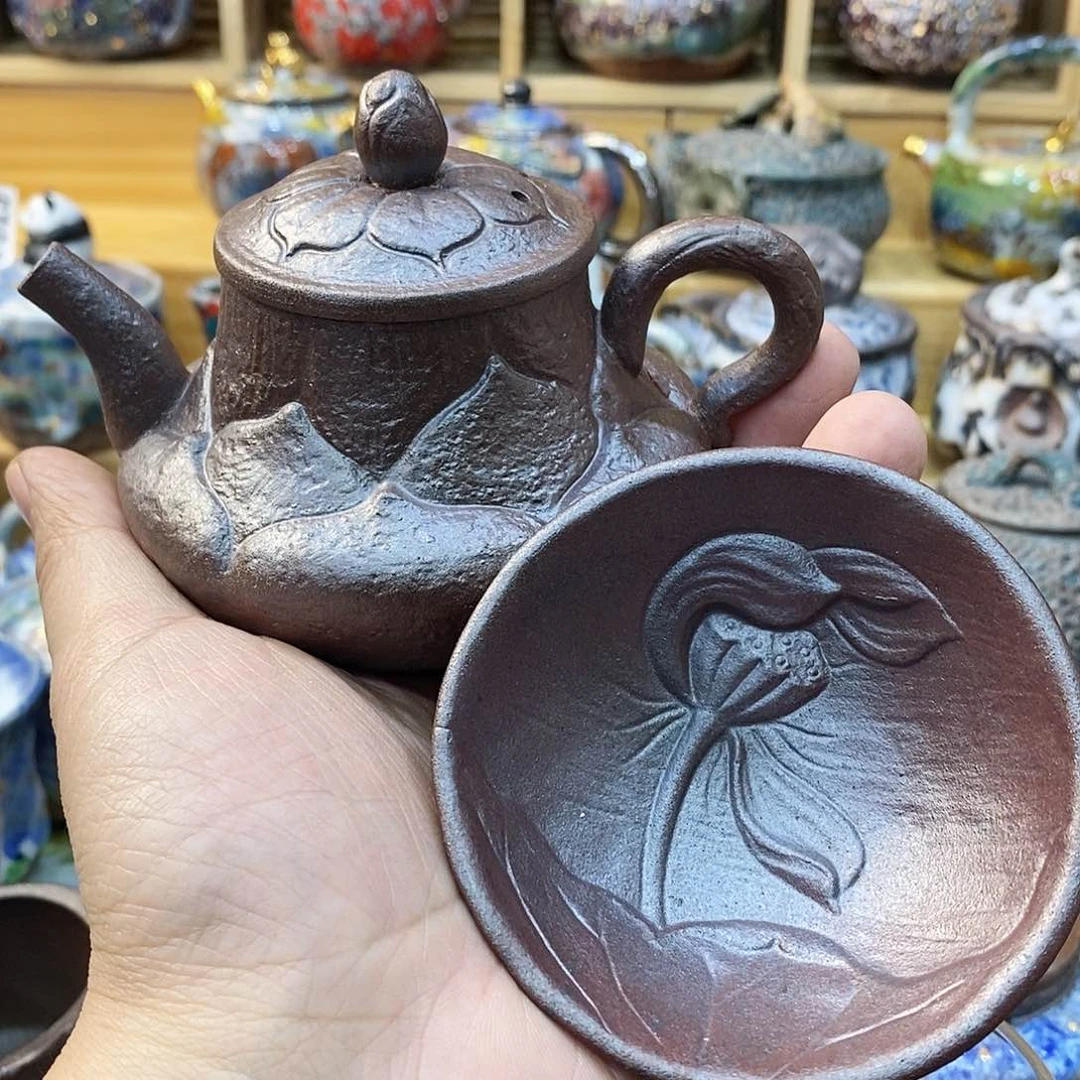 粗陶志野柴烧茶器