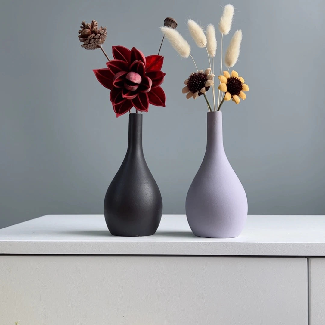 摆件陶瓷小花瓶摆件含花总高约20-30cm