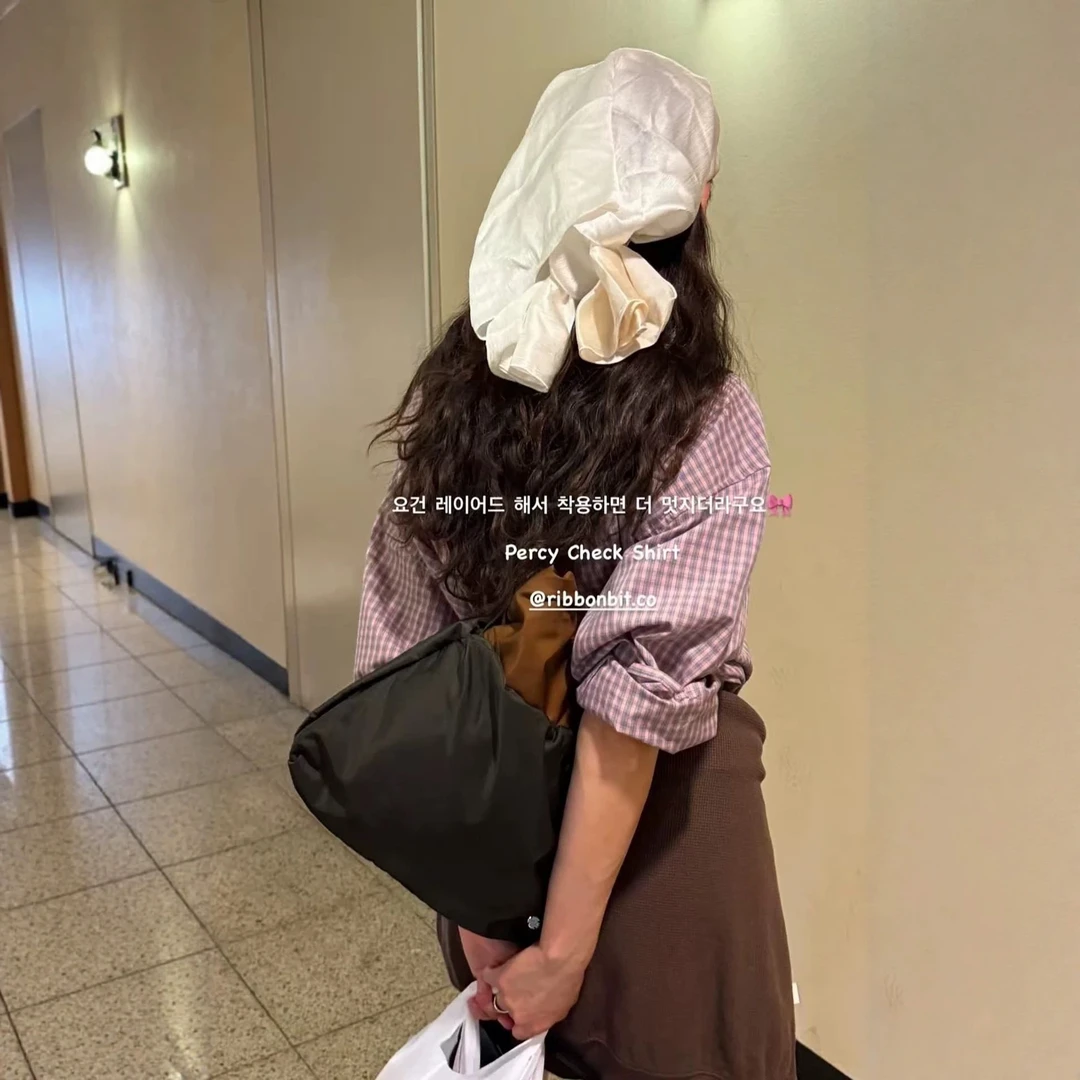 现Vert Berry韩国东大门代购女2025时尚翻领经典格子长袖衬衫
