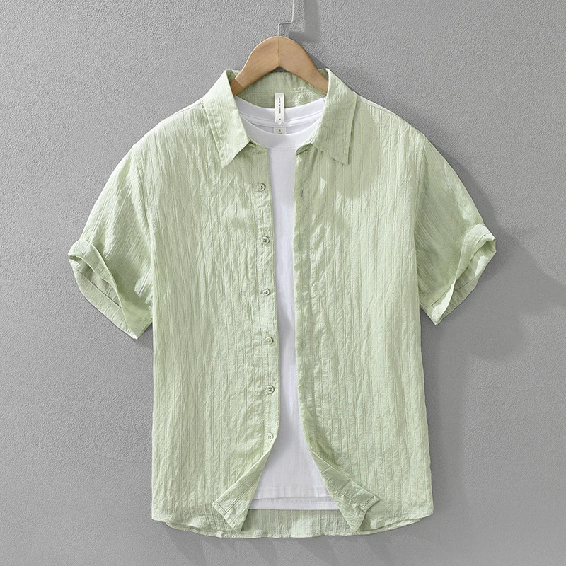 男女同款宽松时尚纯棉户外百搭纯棉衬衫男士纯色8083薄款短袖衬衣