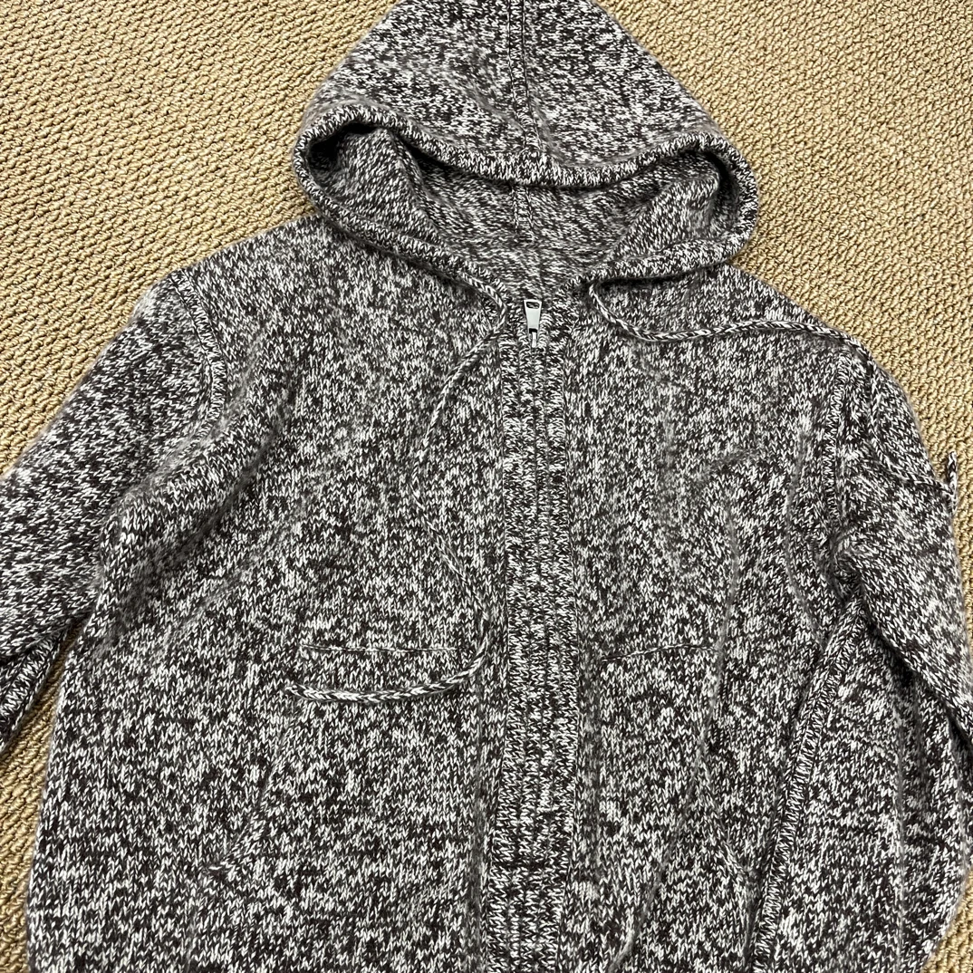 秋冬新款100纯山羊绒连帽加厚花线开衫