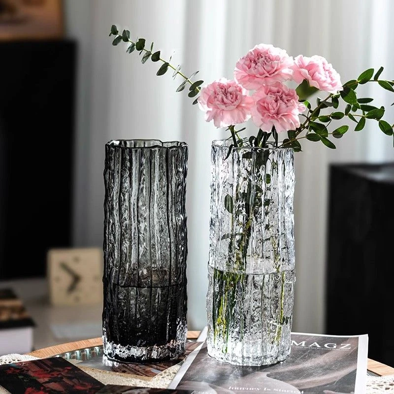 花瓶摆件客厅插花玻璃大号透明轻奢高级水养百合绿植鲜花简约yw