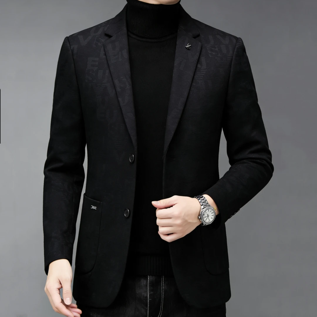 【北部庄园】男士冬季商务休闲百搭气质加厚平驳领西装外套/8815