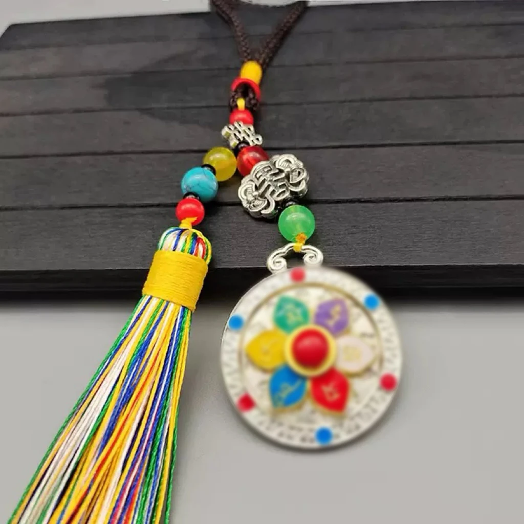 普陀山六字转动五彩穗子挂件