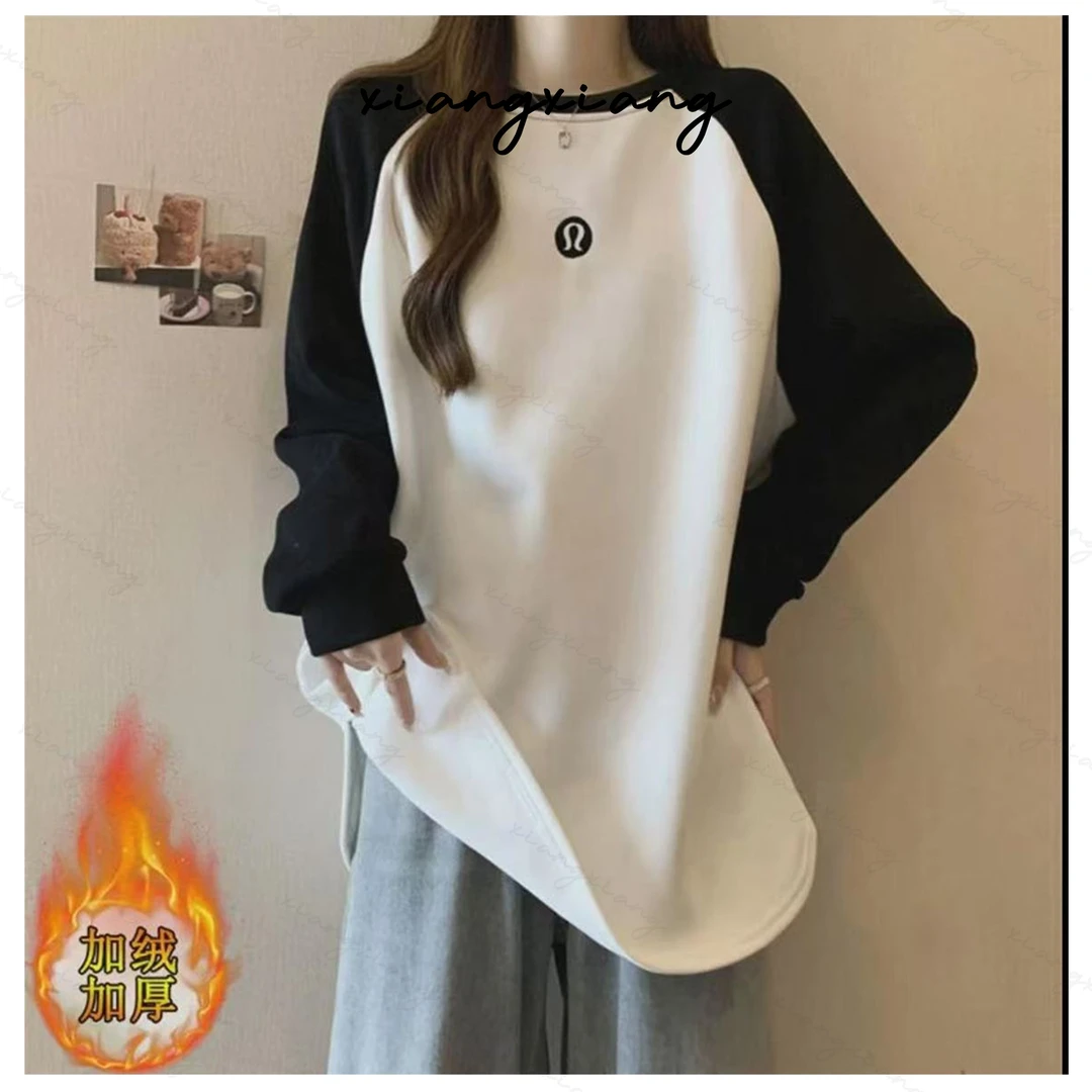 【珊珊专属】时尚设计感加绒加厚减龄宽松撞色卫衣WY5231