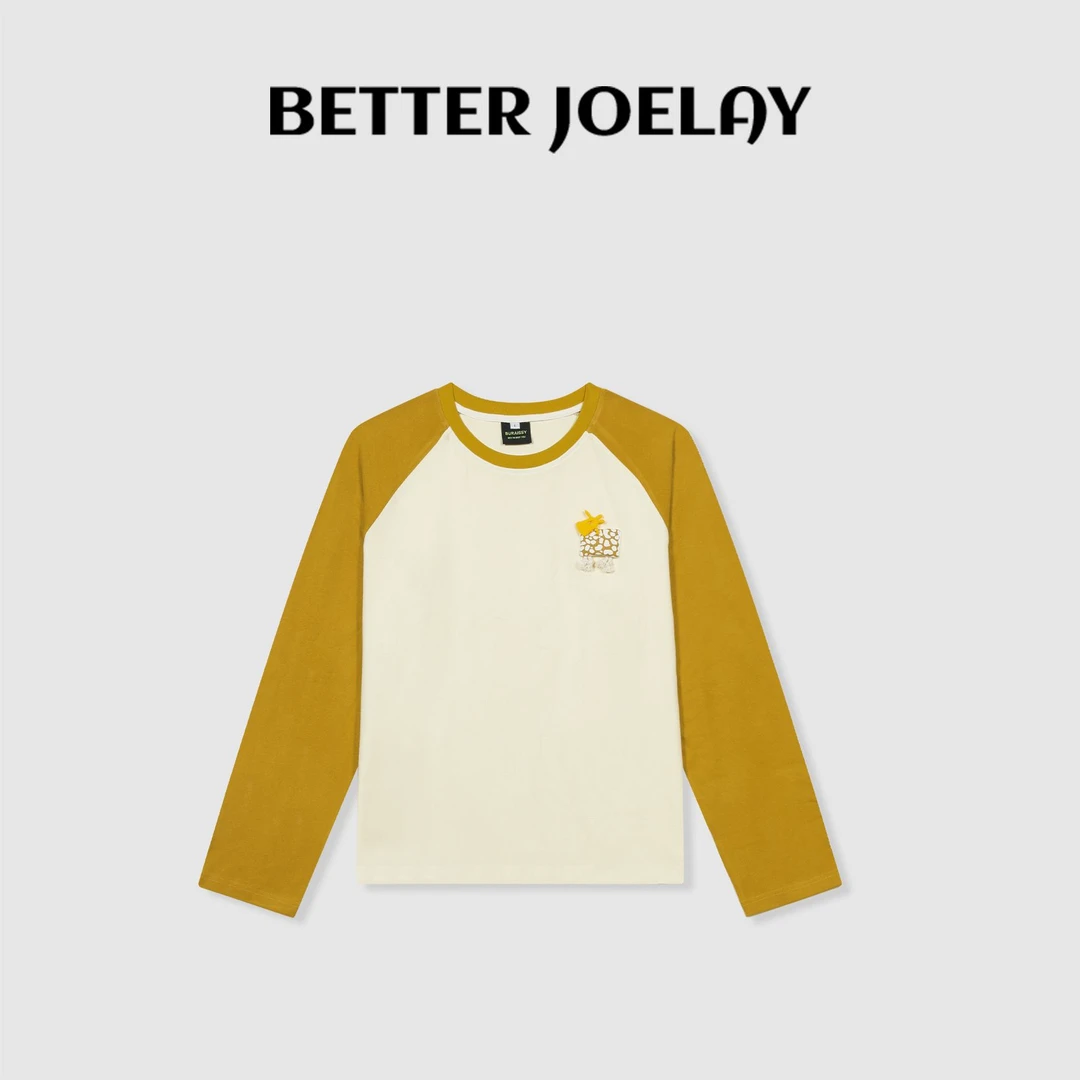 BETTER JOELAY-中版【斑驳小鹿】时尚百搭纯色插肩长袖T恤ZZ3698