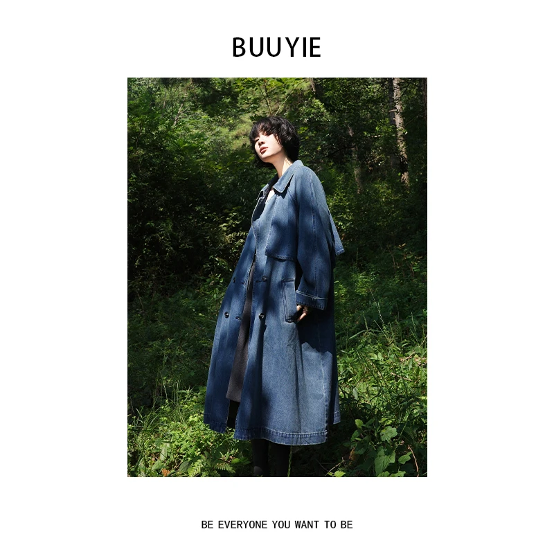 BUUYIE 25SS【‌扶苏】秋季新款复古松弛休闲牛仔风衣 250907