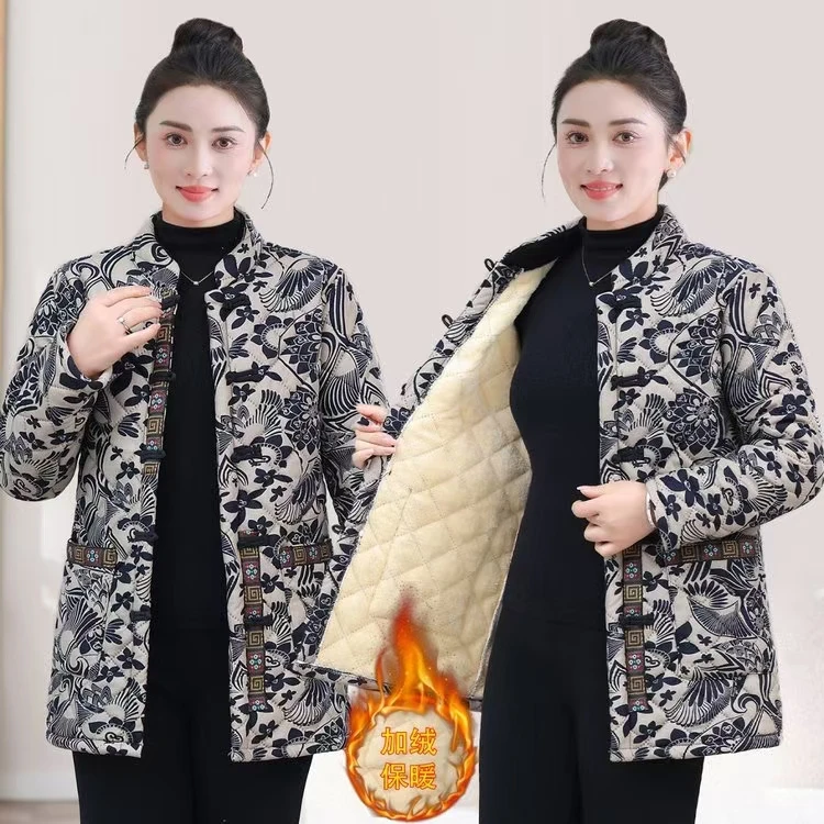 冬季新款加绒保暖时尚棉衣外套国风版