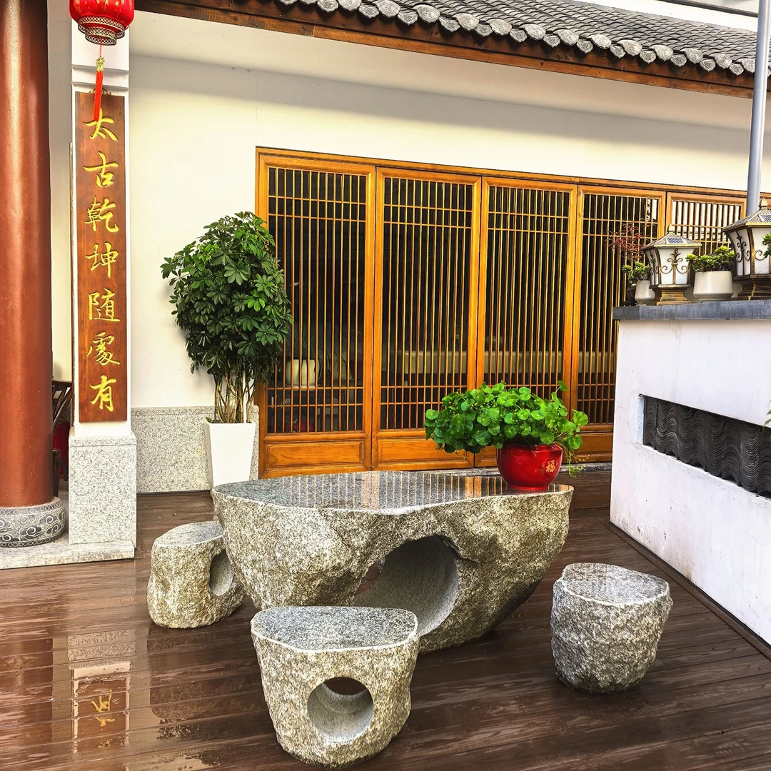 【1米-1.2米尺寸 物流点自提不含卸车及安装】天然鹅卵石一体桌庭院