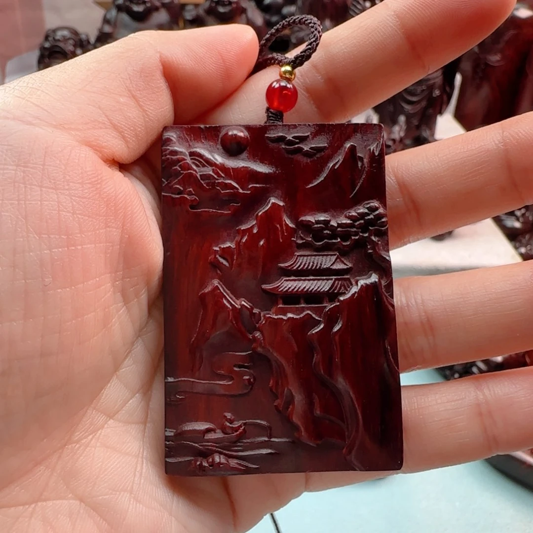 小叶紫檀把件山水牌