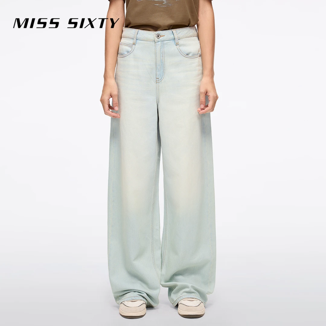 Miss Sixty2025新款牛仔裤女含天丝中腰阔腿裤宽松复古百搭