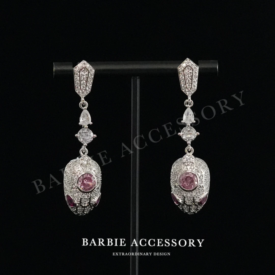 铜合金合成锆石耳饰 【星望丽蛇】法式既视设计款高级感绝美耳环