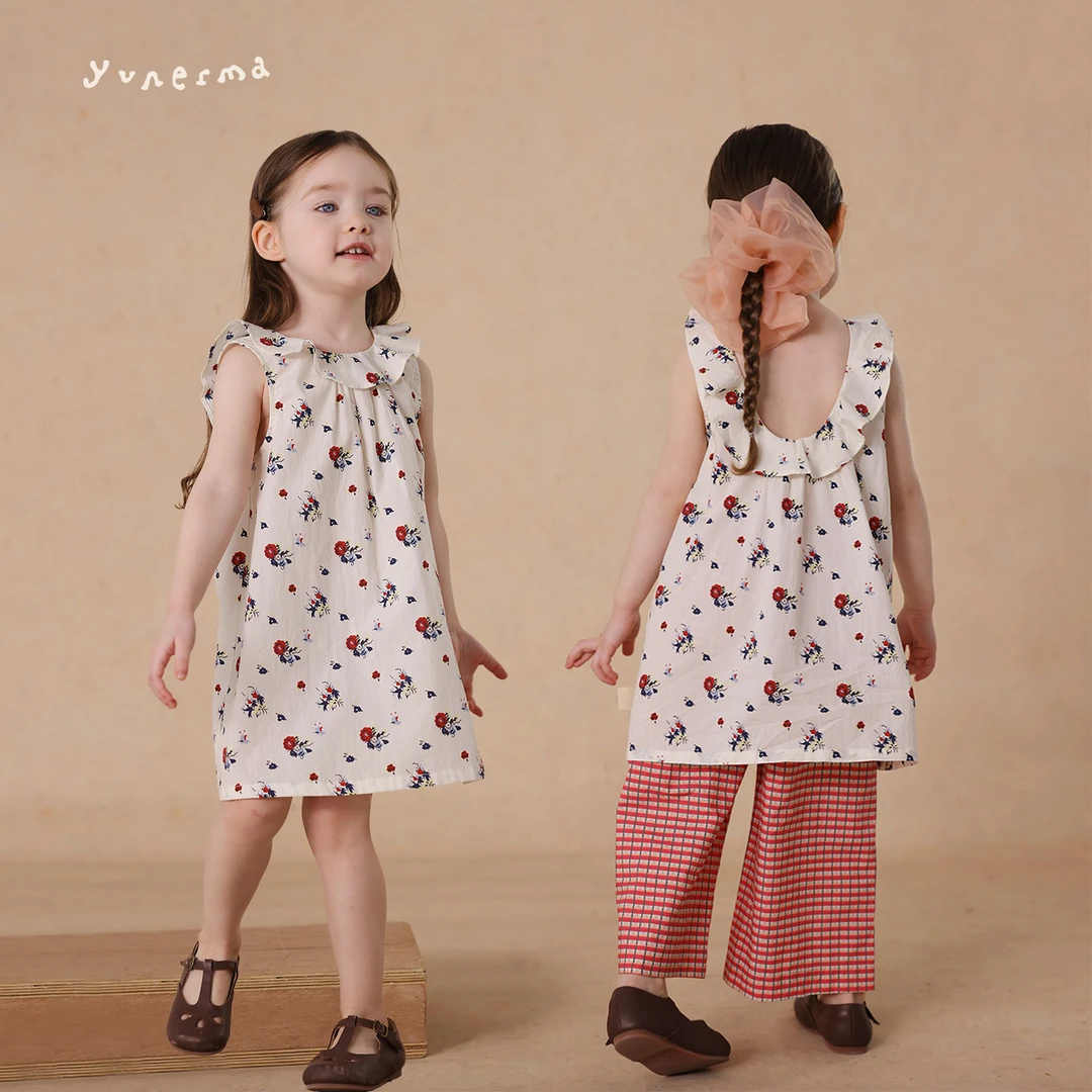 允儿妈女童气质花边碎花背心裙宝宝夏季洋气连衣裙儿童纯棉裙子潮