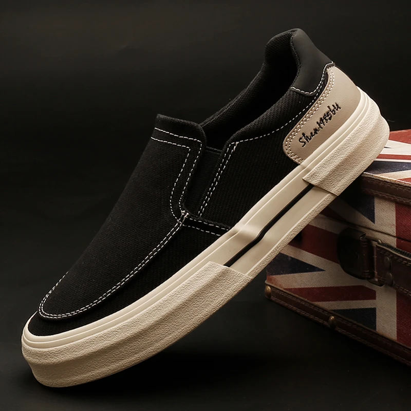 25803 男鞋时尚百搭潮鞋秋季休闲单鞋透气低帮布鞋男士懒人帆布鞋